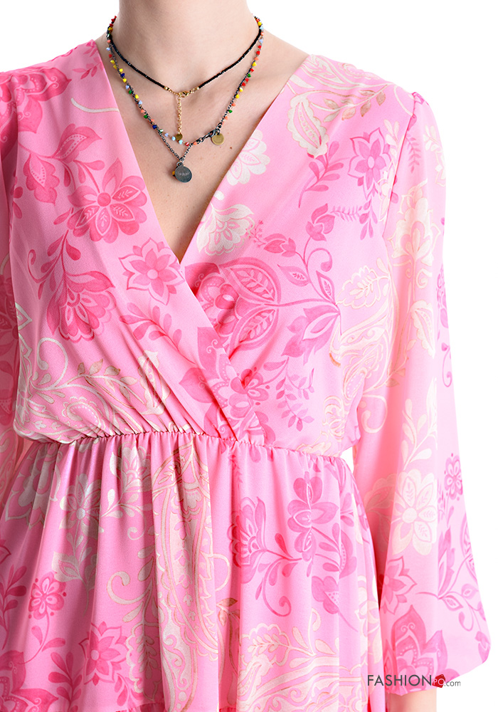 Floral long sleeve kneelength Dress with P214240000393 EN