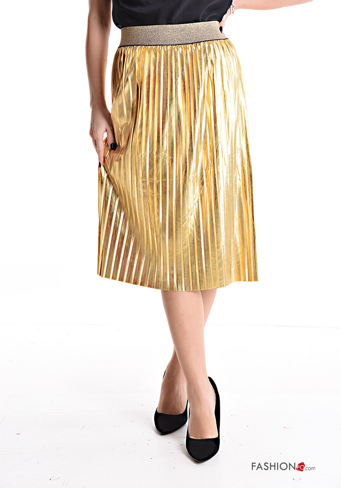  midi metallic pleated Skirt with elastic
