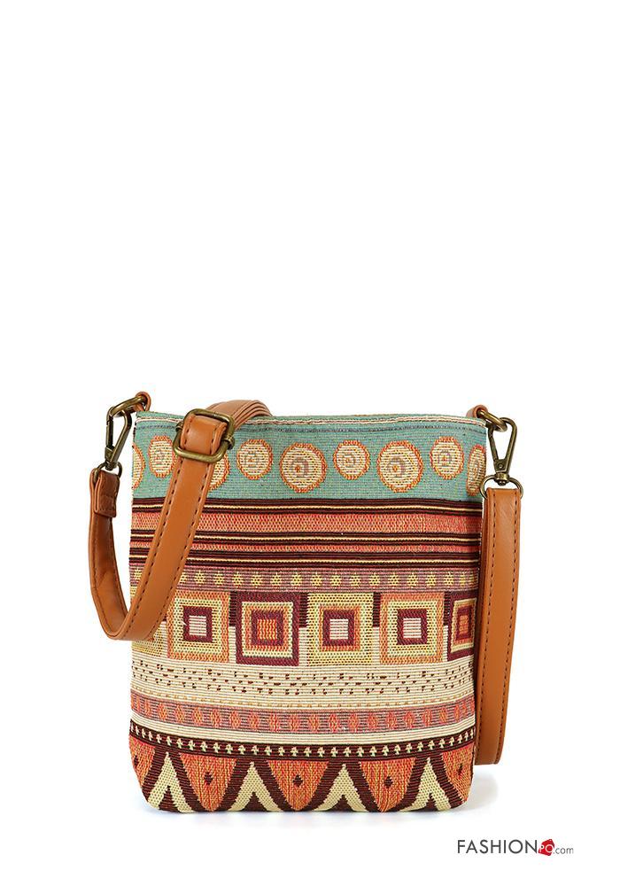  Geometric pattern Bag with zip with shoulder strap