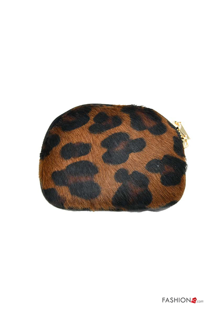  Animal print Genuine Leather Coin Purse with zip