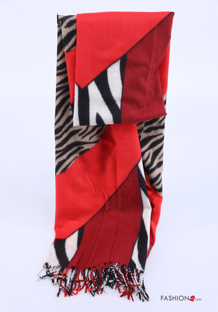 Animal print Scarf with fringes