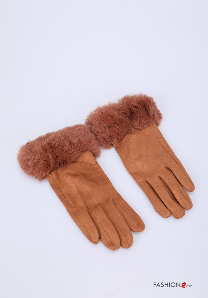  Gloves with faux fur