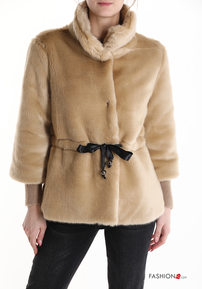  faux fur Jacket with drawstring
