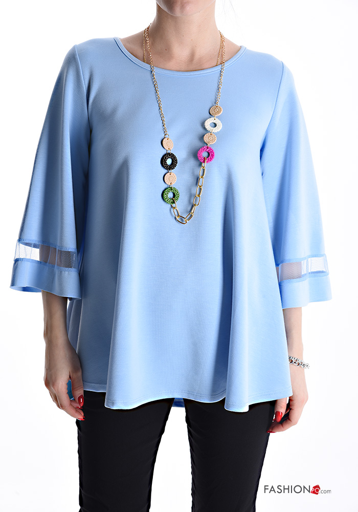  Blouse with necklace 3/4 sleeve