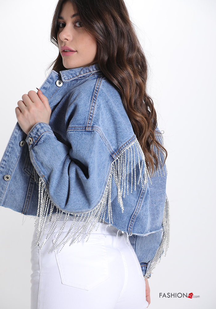 denim Cotton Jacket with buttons with pockets | P68210009570 | EN
