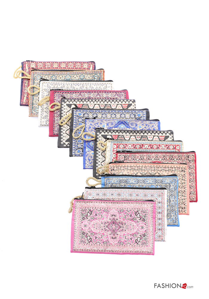 12-piece pack Jacquard print Wallet with zip