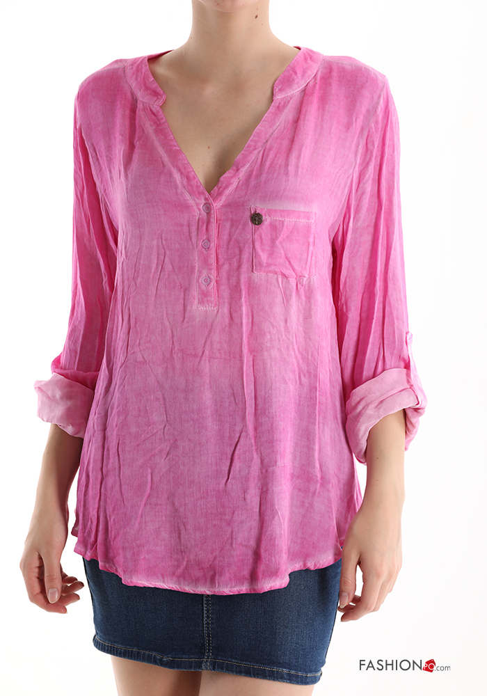  v-neck Blouse with buttons with pockets