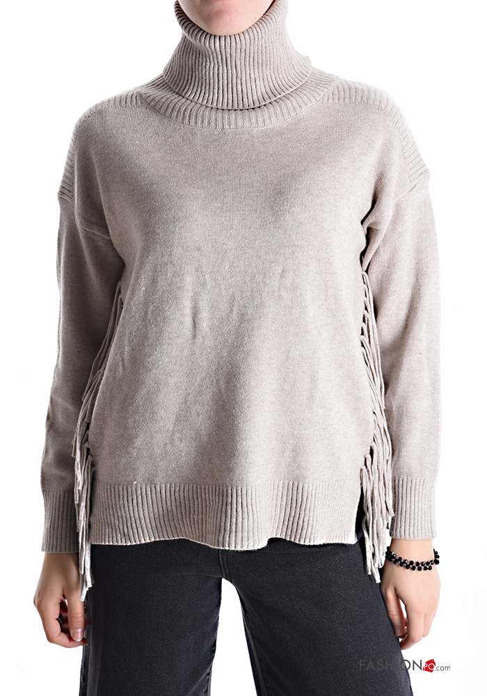  Sweater Rollneck with fringe