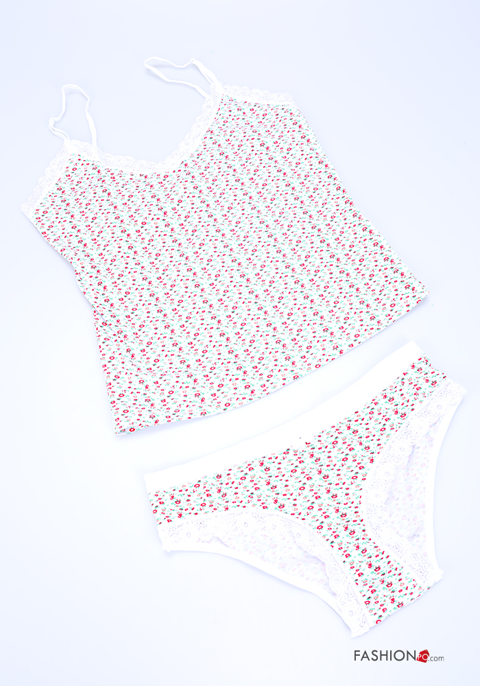  Floral Cotton Sexy matching set 