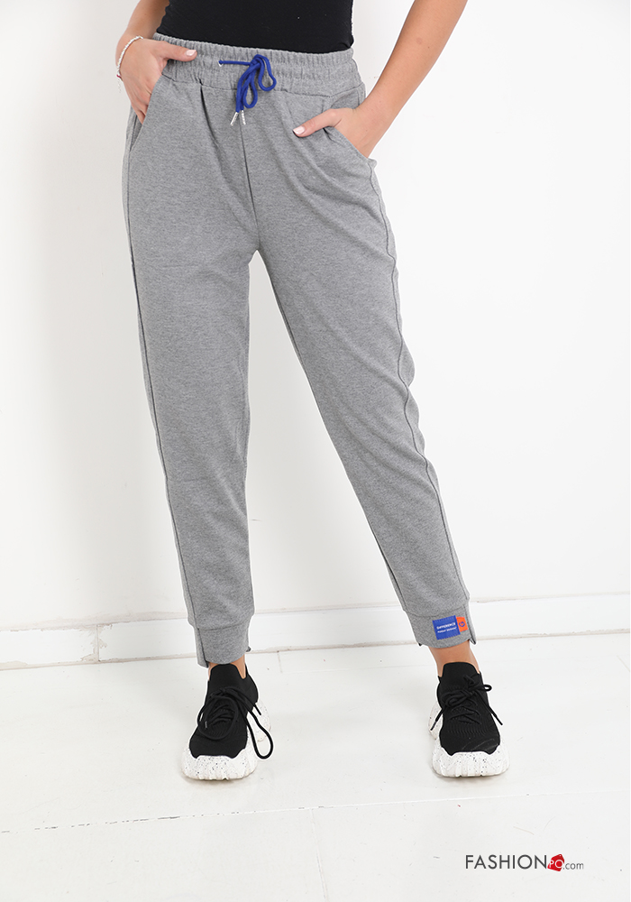 Track pants in Cotton  with pockets with bow