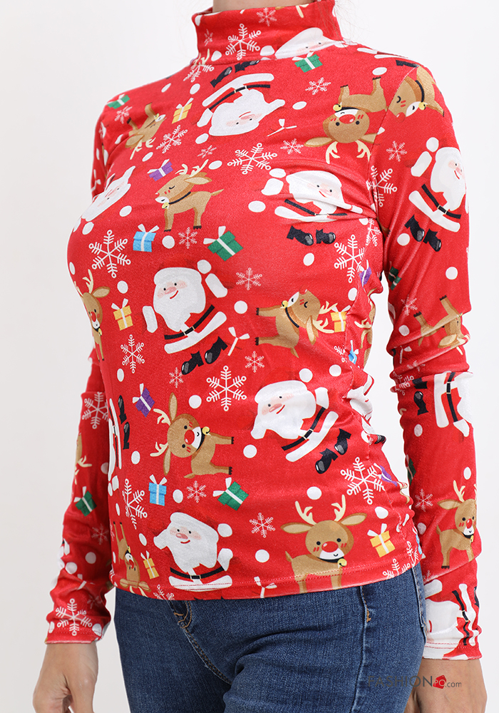  Christmas turtleneck Long sleeved top 