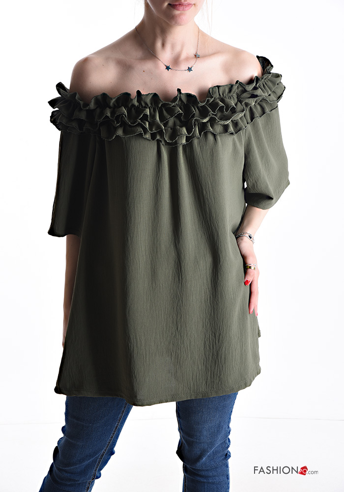  short sleeve Blouse with flounces with elastic