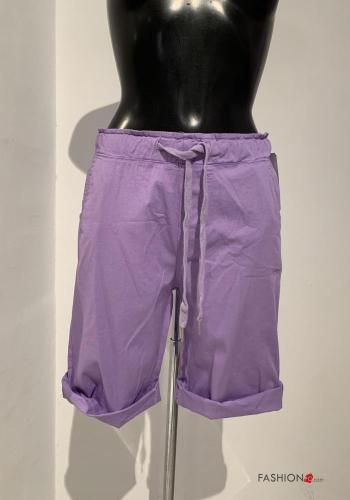  Bermuda in Cotone con tasche con fiocco  Viola