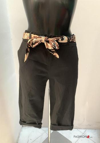 Pinocchietti in Cotone con elastico con tasche con cintura in stoffa  Nero