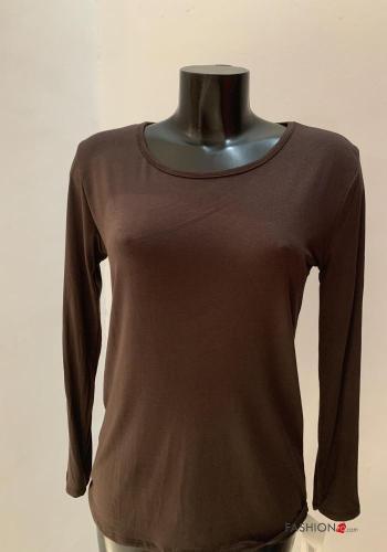  Casual Long sleeved top  Brown