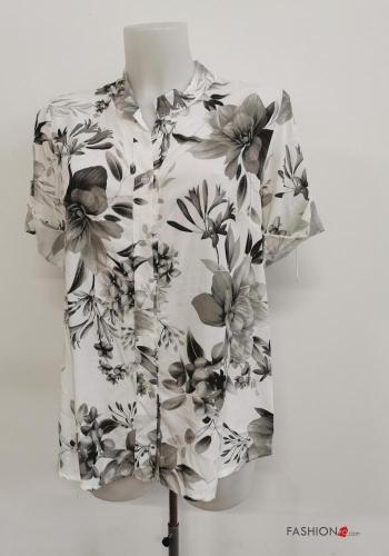  Camisa manga curta Floral  Preto
