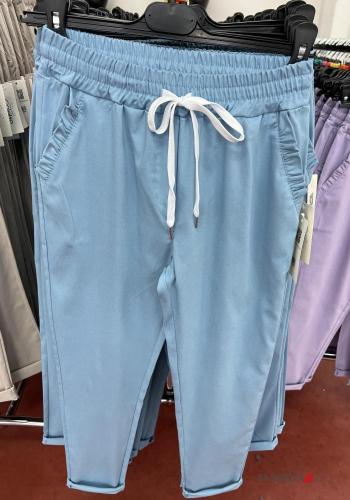  Trousers with drawstring with elastic with pockets Light -blue