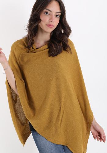  Poncho aus Wollmischung  Ockerfarbe