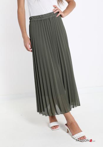  pleated Longuette Skirt  Military green