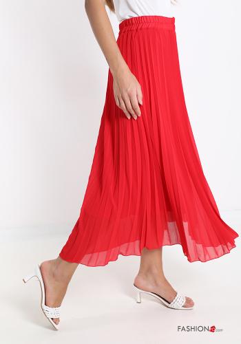  pleated Longuette Skirt  Dark red