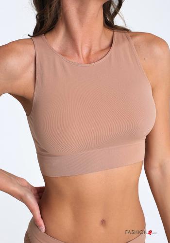  nahtloser lange Top  Brown Yellow / Altes Messing Farbe