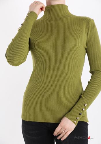  Rollneck with buttons Light olive