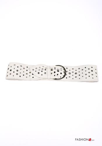  adjustable Belt with studs White