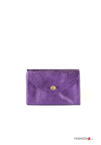  Genuine Leather Wallet with buttons Purple