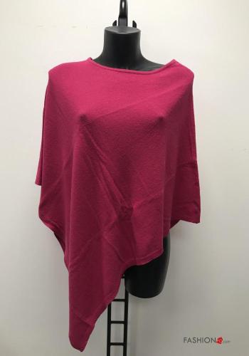 Poncho aus Kaschmir-Mischung  Fuchsinrot