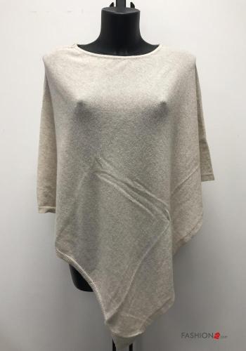  Poncho aus Kaschmir-Mischung  Beige