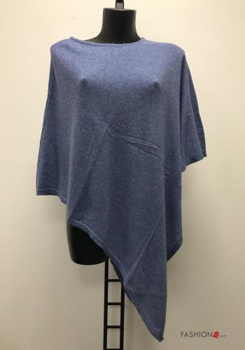 Poncho aus Kaschmir-Mischung  Hellblau