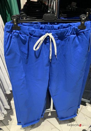  Pantalon en Coton avec poches avec noeud  Bleu