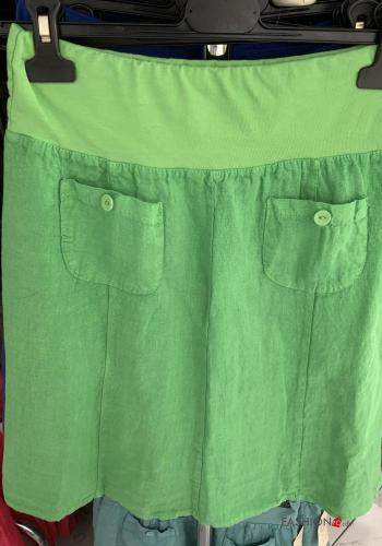  Falda de Lino con bolsillos  Verde