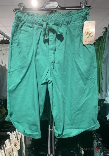  Cotton Bermuda with pockets with bow Jade