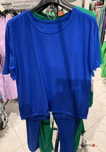  Tuta sportiva in Cotone con tasche con fiocco  Blu elettrico