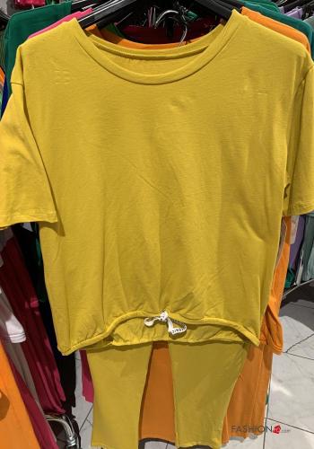  Tuta sportiva in Cotone con tasche con fiocco  Giallo