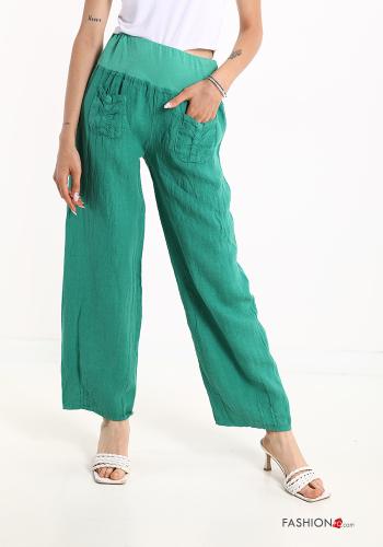 Linen Trousers with pockets Jade