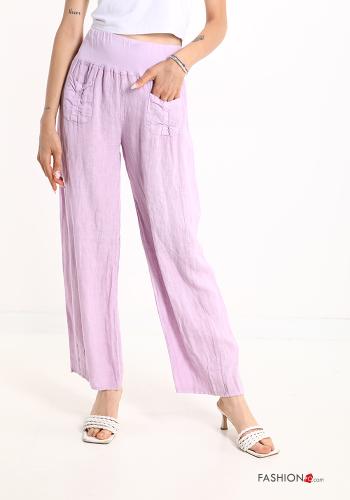  Linen Trousers with pockets Purple