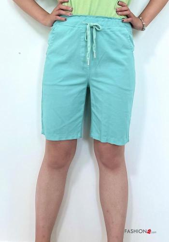  Cotton Bermuda with pockets with bow Robin egg blue