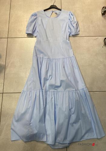  Cotton Dress with flounces Light -blue