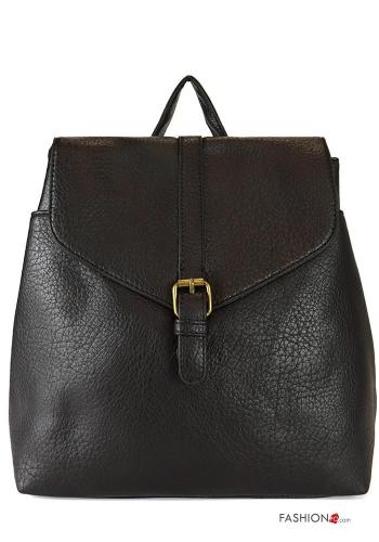  faux leather Backpack with zip with shoulder strap Black