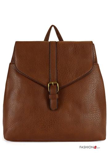  faux leather Backpack with zip with shoulder strap Brown