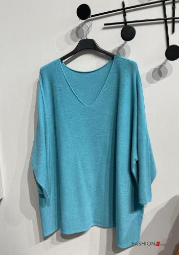  Jersey extra grande con cuello en v  Turquesa