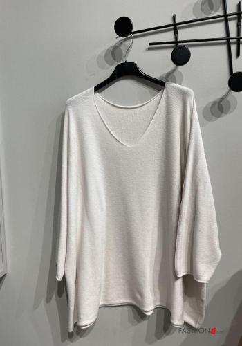  Jersey extra grande con cuello en v  Marfil