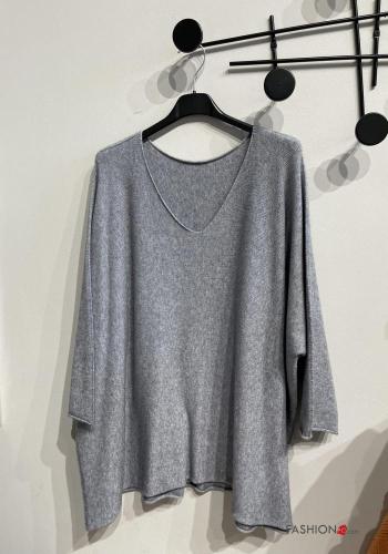  Jersey extra grande con cuello en v  Gris 40%