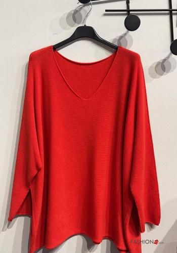  Jersey extra grande con cuello en v  Rojo