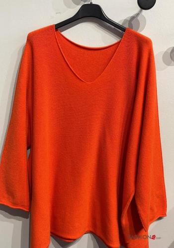  Jersey extra grande con cuello en v  Naranja