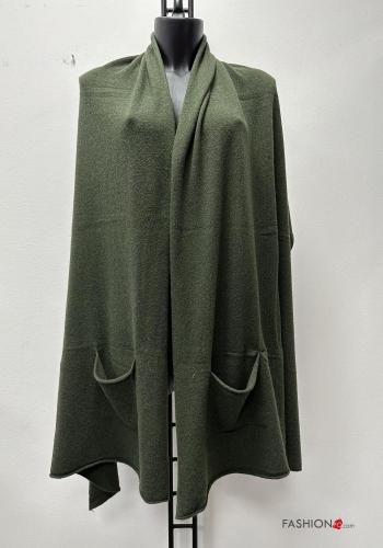  Cashmere Blend Shawl with pockets Military green