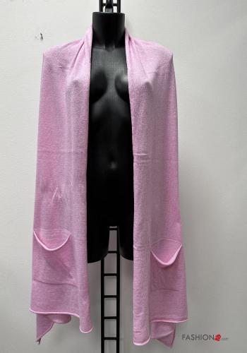  Cashmere Blend Shawl with pockets Pink
