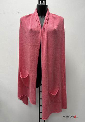  Cashmere Blend Shawl with pockets Strawberry red